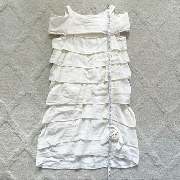 Marc Jacobs Bergdorf Goodman Tired White Linen Ruffle Trim Dress Size 6 - Picture 5 of 11